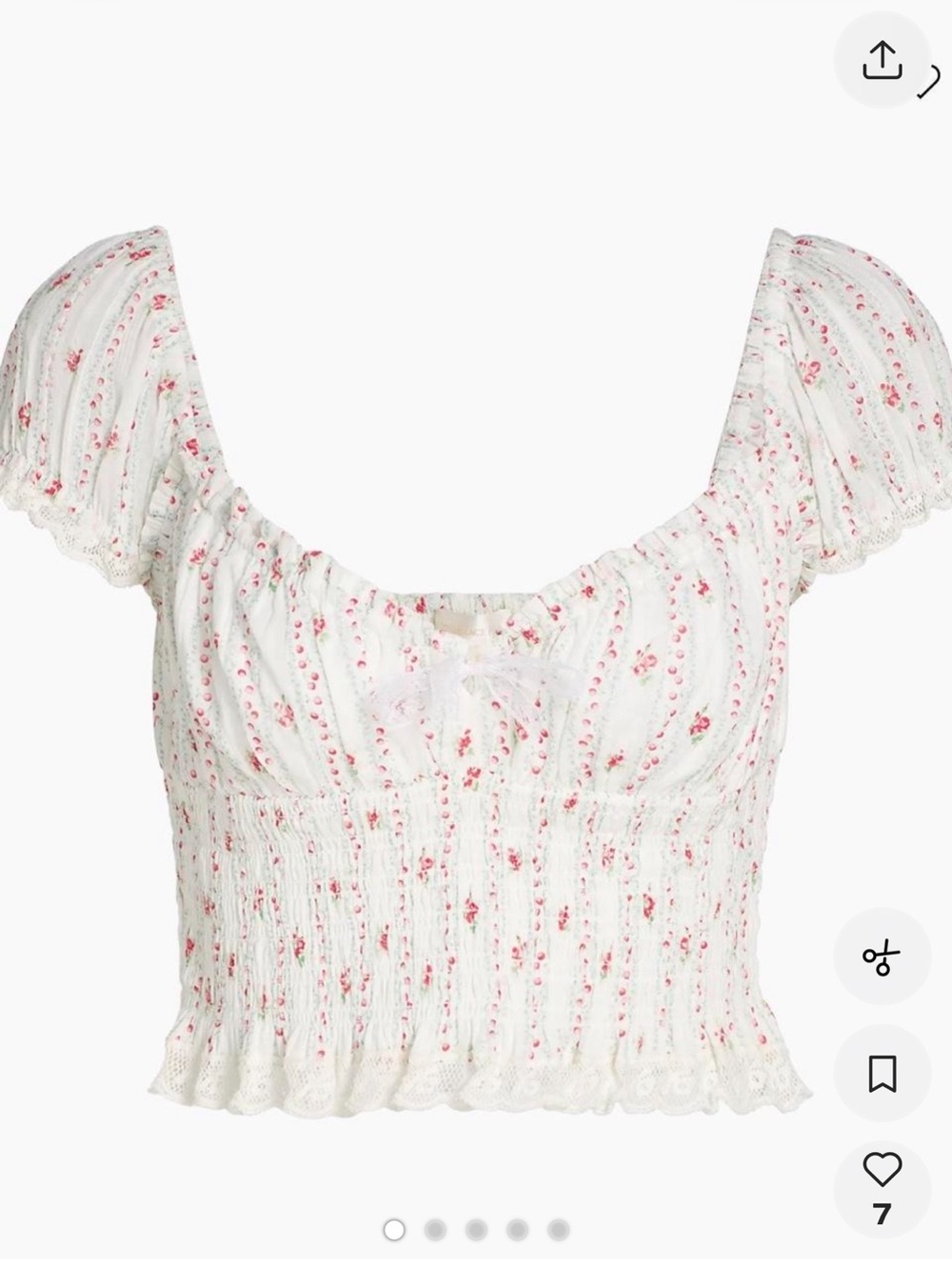 Love Shack Fancy Daini Floral Smocked Cotton Crop Top